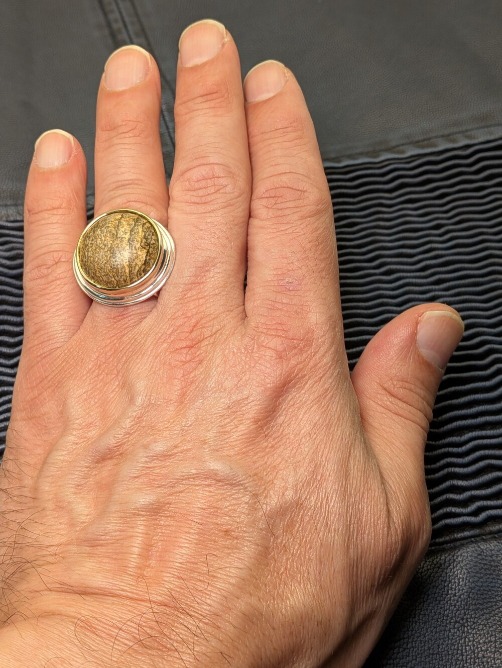 RLM Studio .925 Silver Brass Petrified Wood Dome Statement Ring Size 9.25
